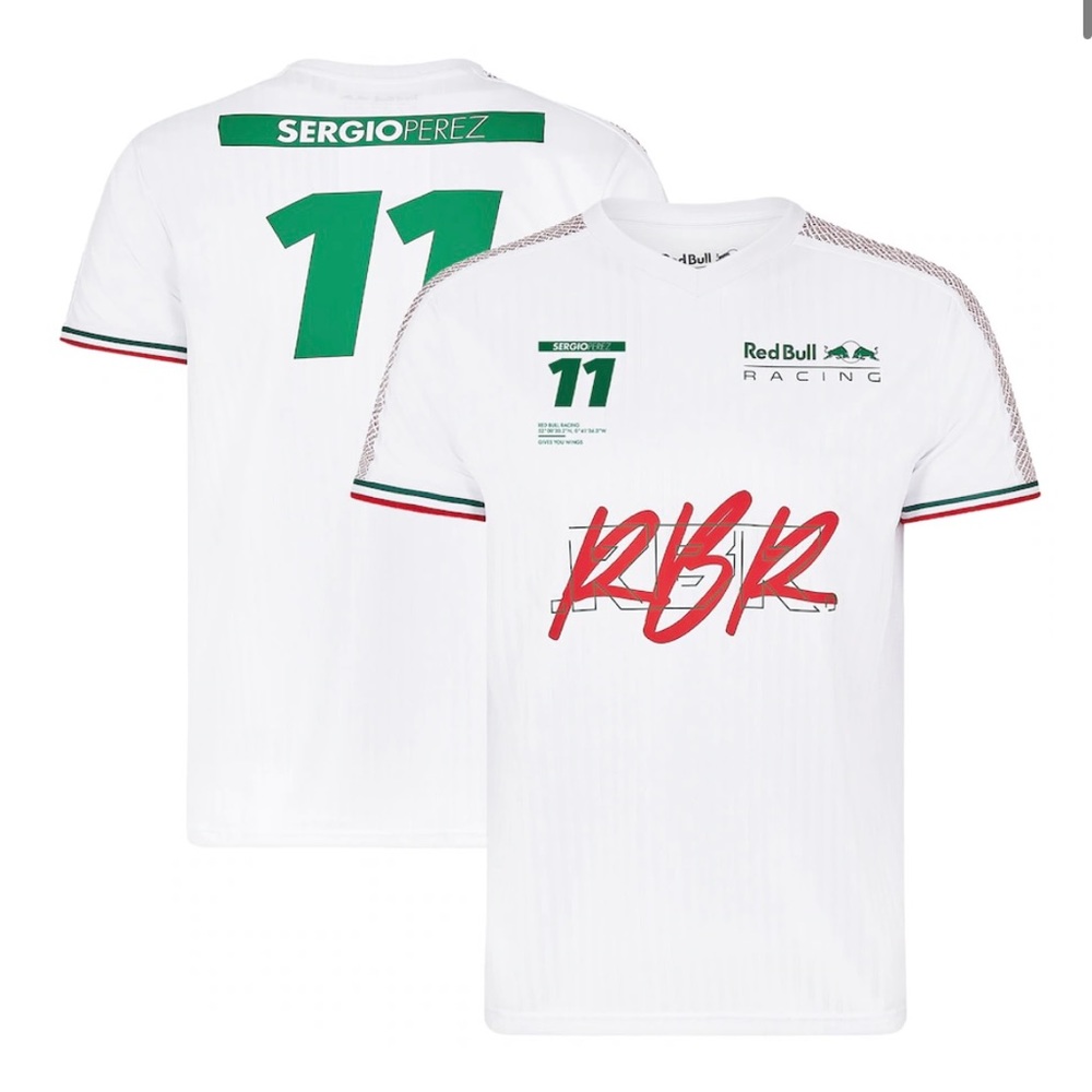 Official Red Bull Racing Sergio Perez White Soccer Jersey (L)